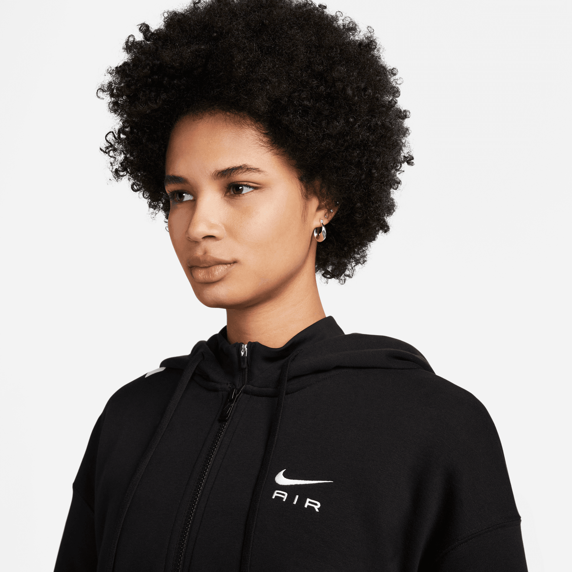 NIKE W NSW AIR FLC OS FZ HD BLACK/WHITE – Bild 5