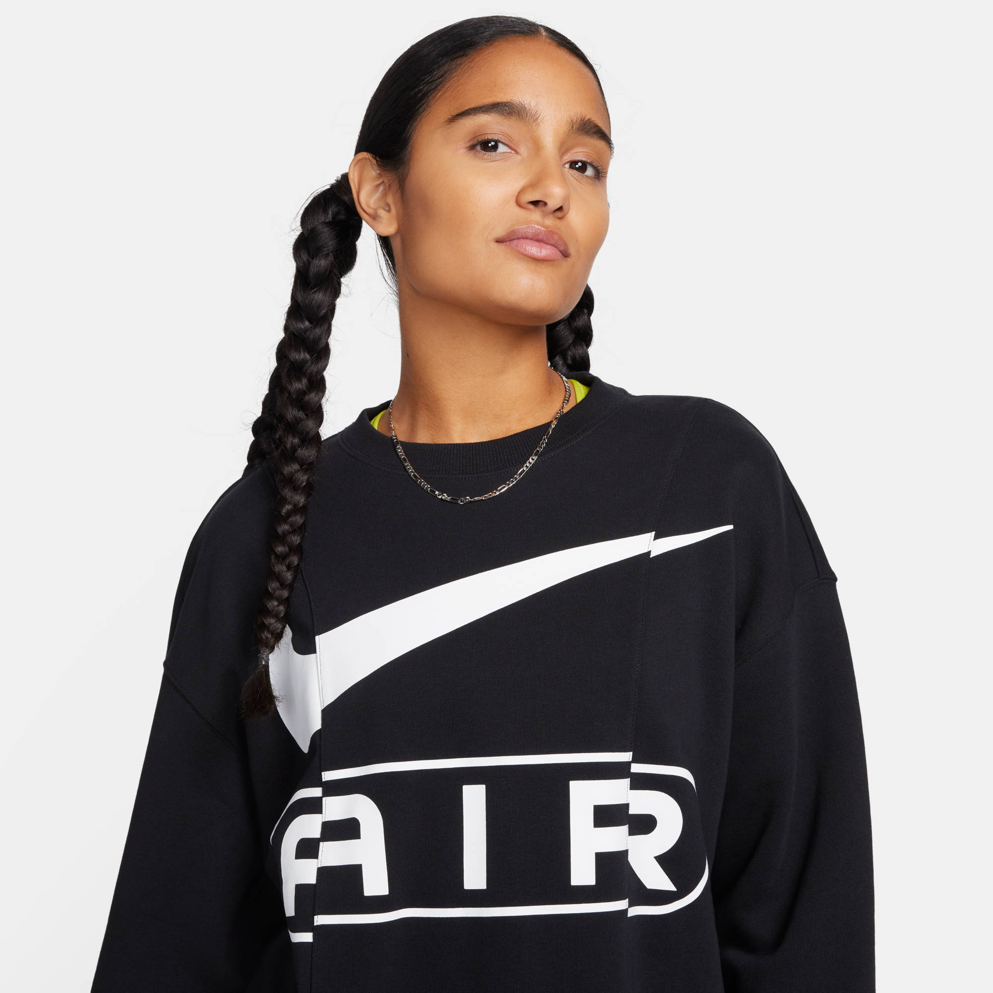 NIKE W NSW AIR OOS FLC CREW BLACK/WHITE – Bild 3