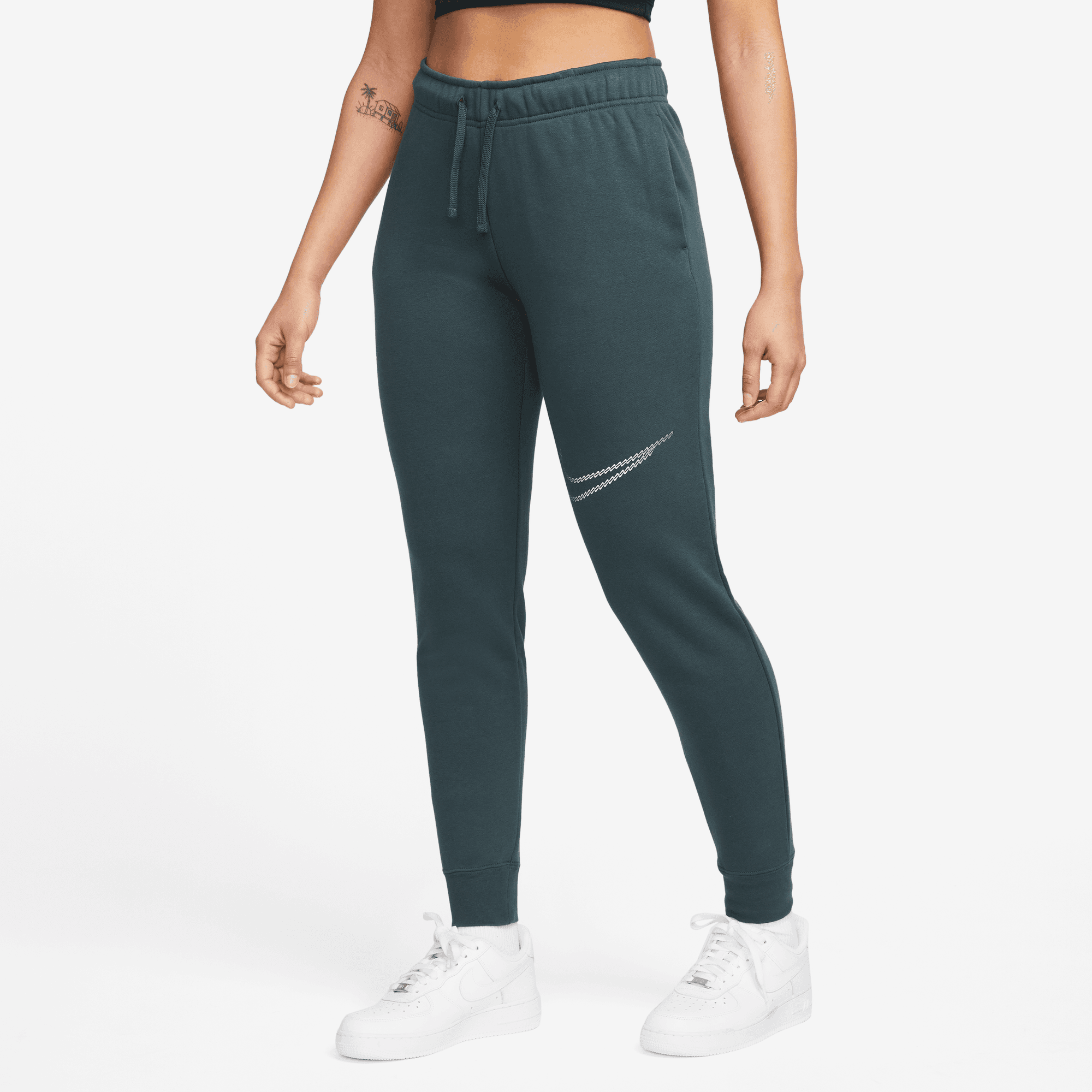 NIKE W NSW CLUB FLC SHINE MR PANT DEEP JUNGLE