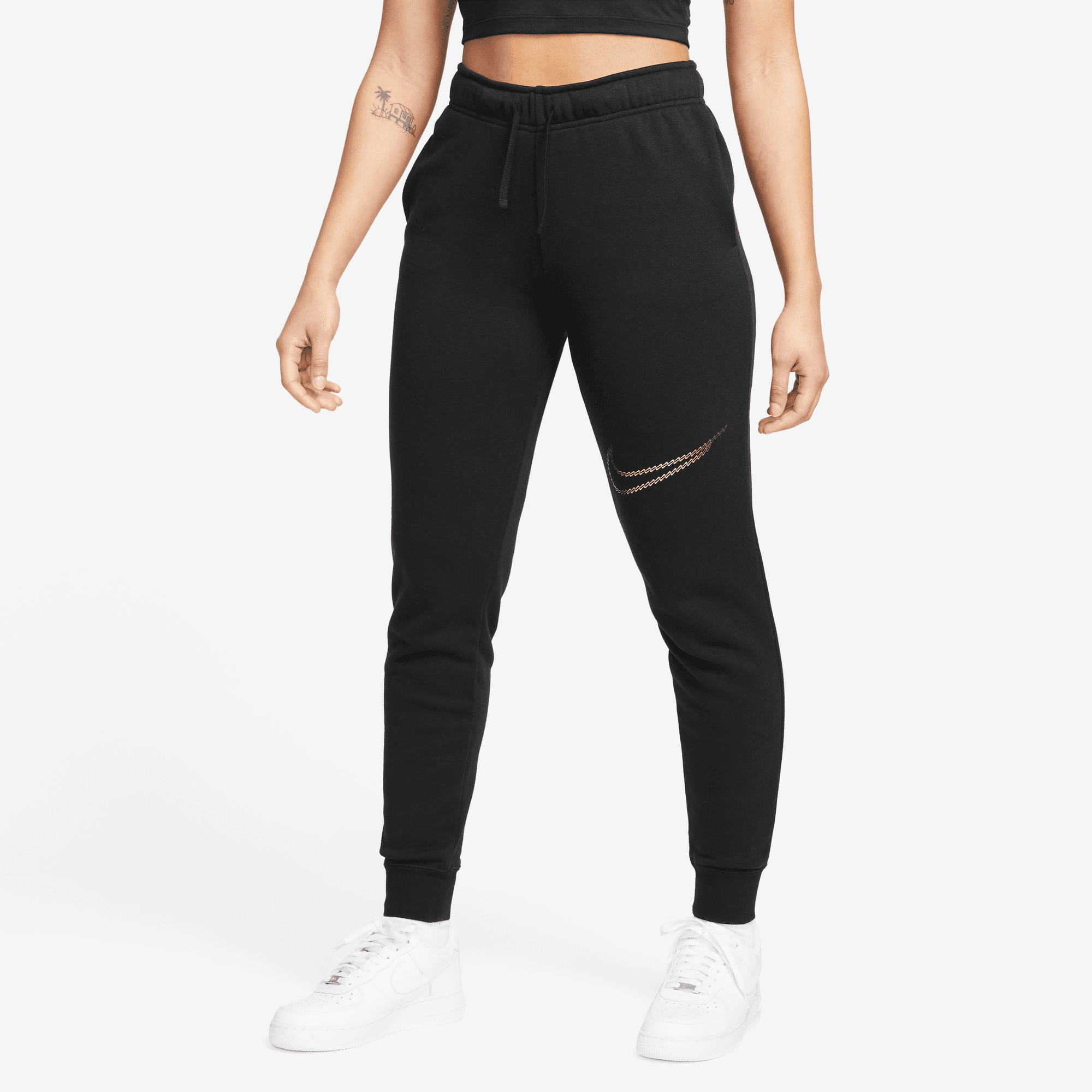 NIKE W NSW CLUB FLC SHINE MR PANT BLACK