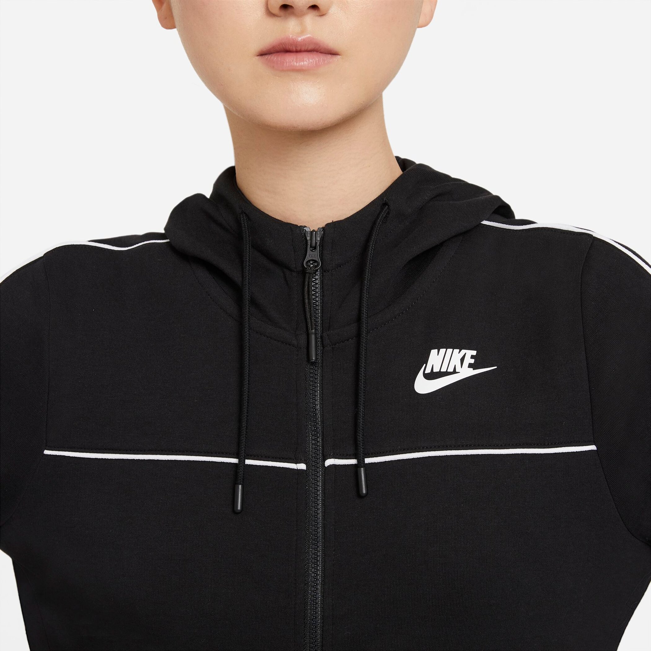 NIKE W NSW MLNM ESSNTL FLC FZ HDY BLACK/WHITE – Bild 4