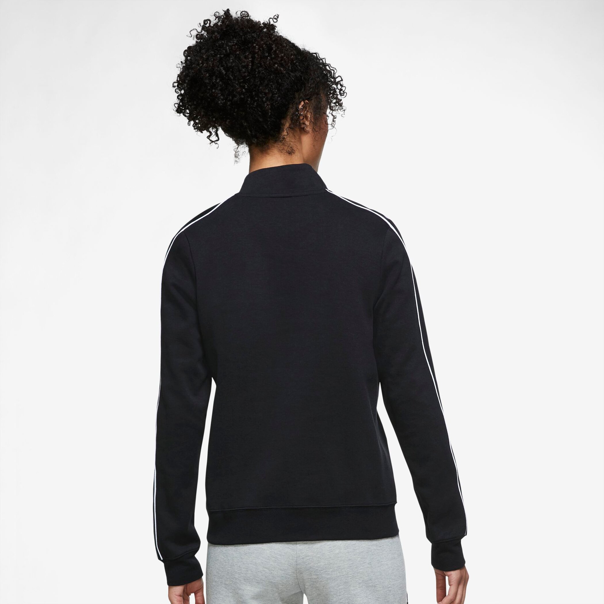 NIKE W NSW MLNM ESSTL FLC QZ LS TOP BLACK/WHITE – Bild 2