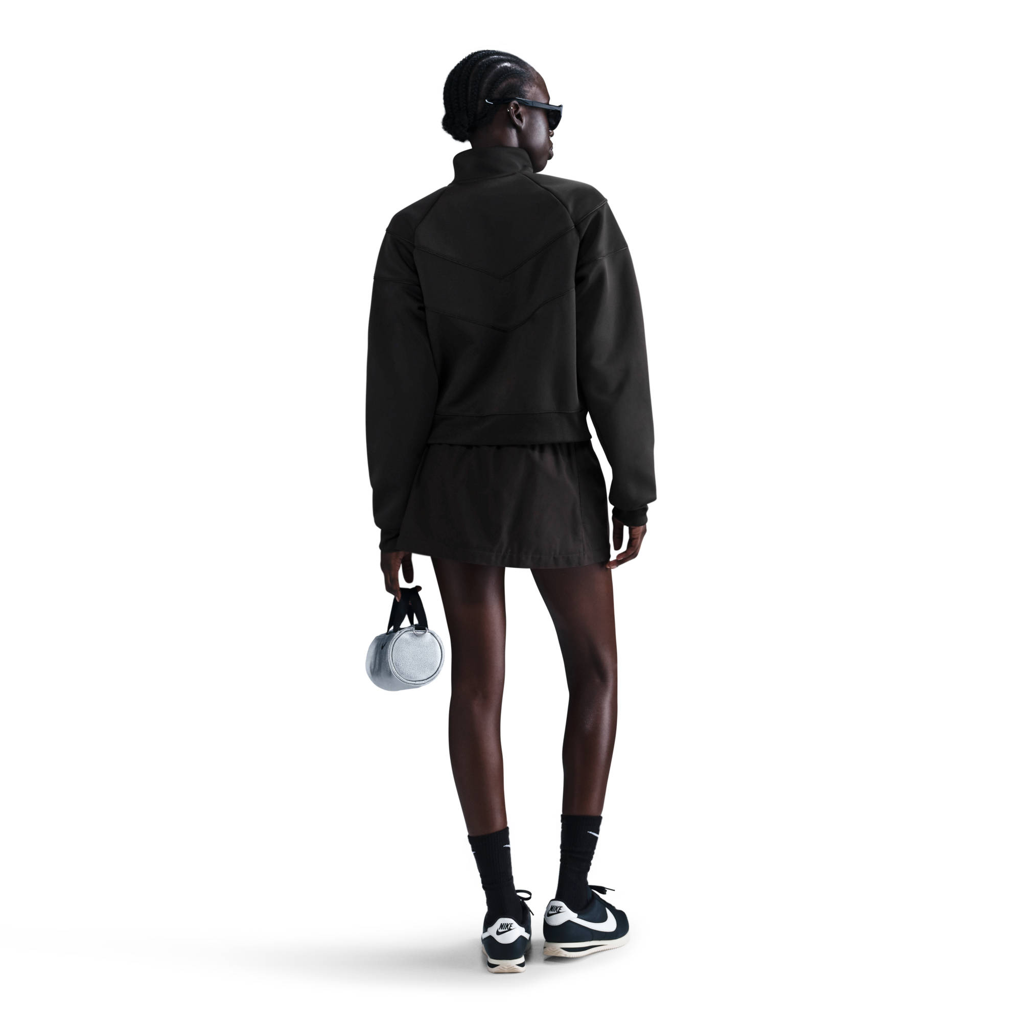 NIKE W NSW NK WR POLY KNIT JKT BLACK/WHITE – Bild 2