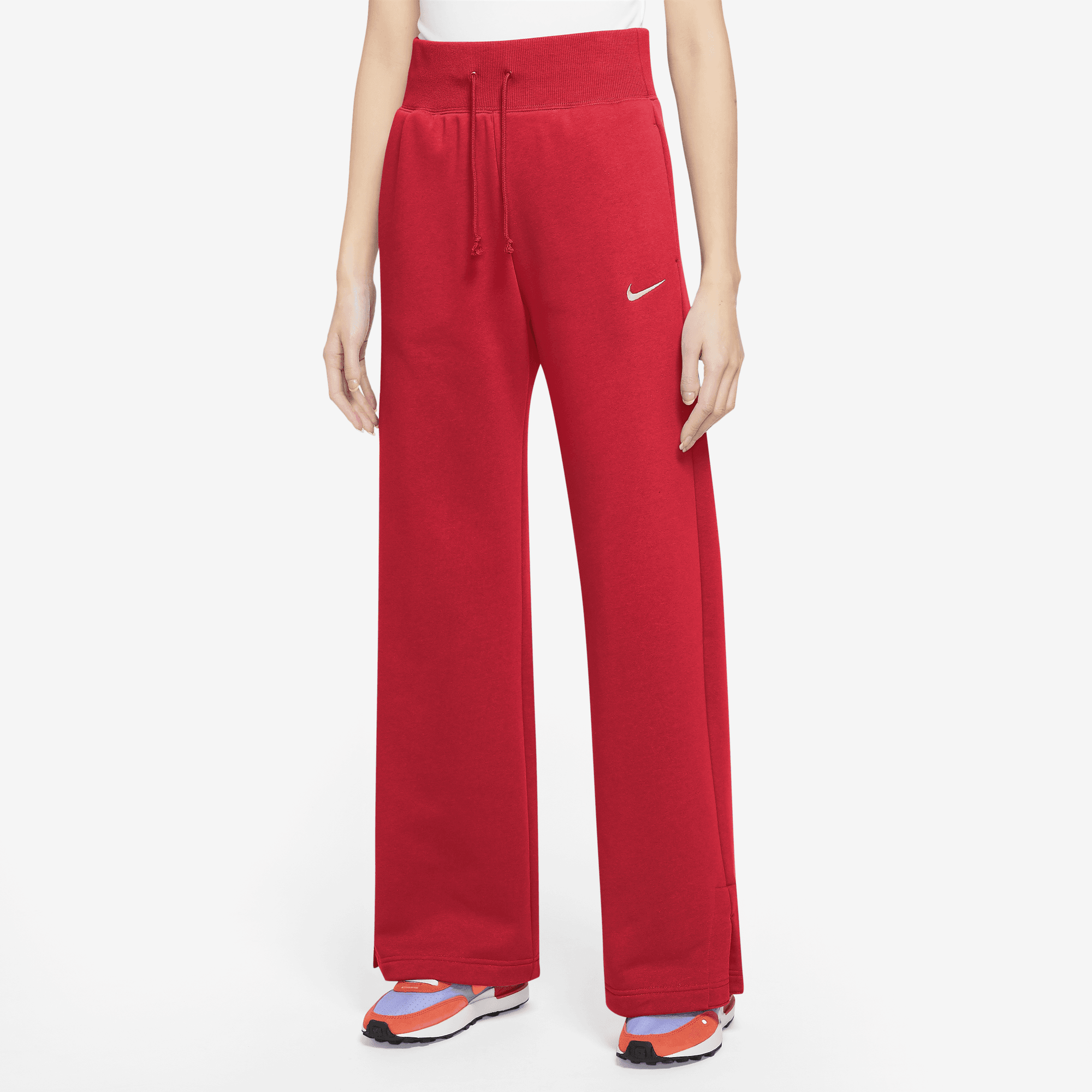 NIKE W NSW PHNX FLC HR PANT WIDE UNIVERSITY RED/SAIL