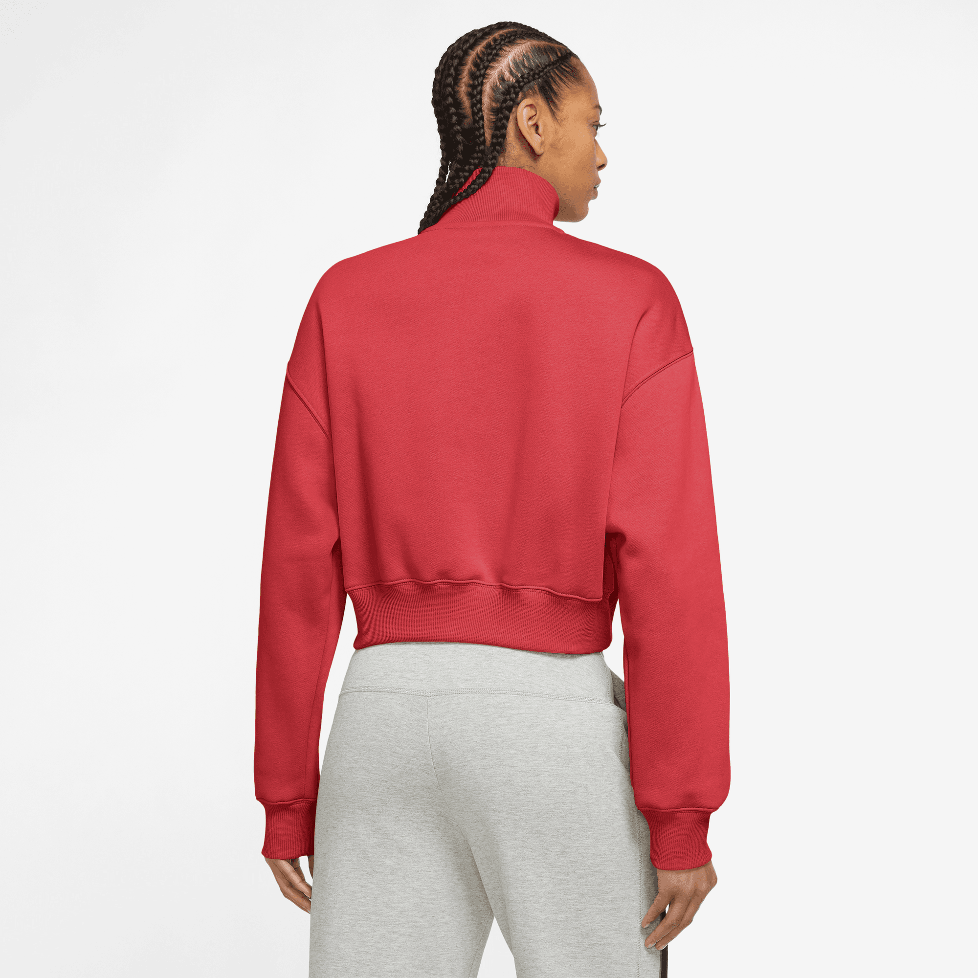 NIKE W NSW PHNX FLC QZ CROP UNIVERSITY RED/SAIL – Bild 2
