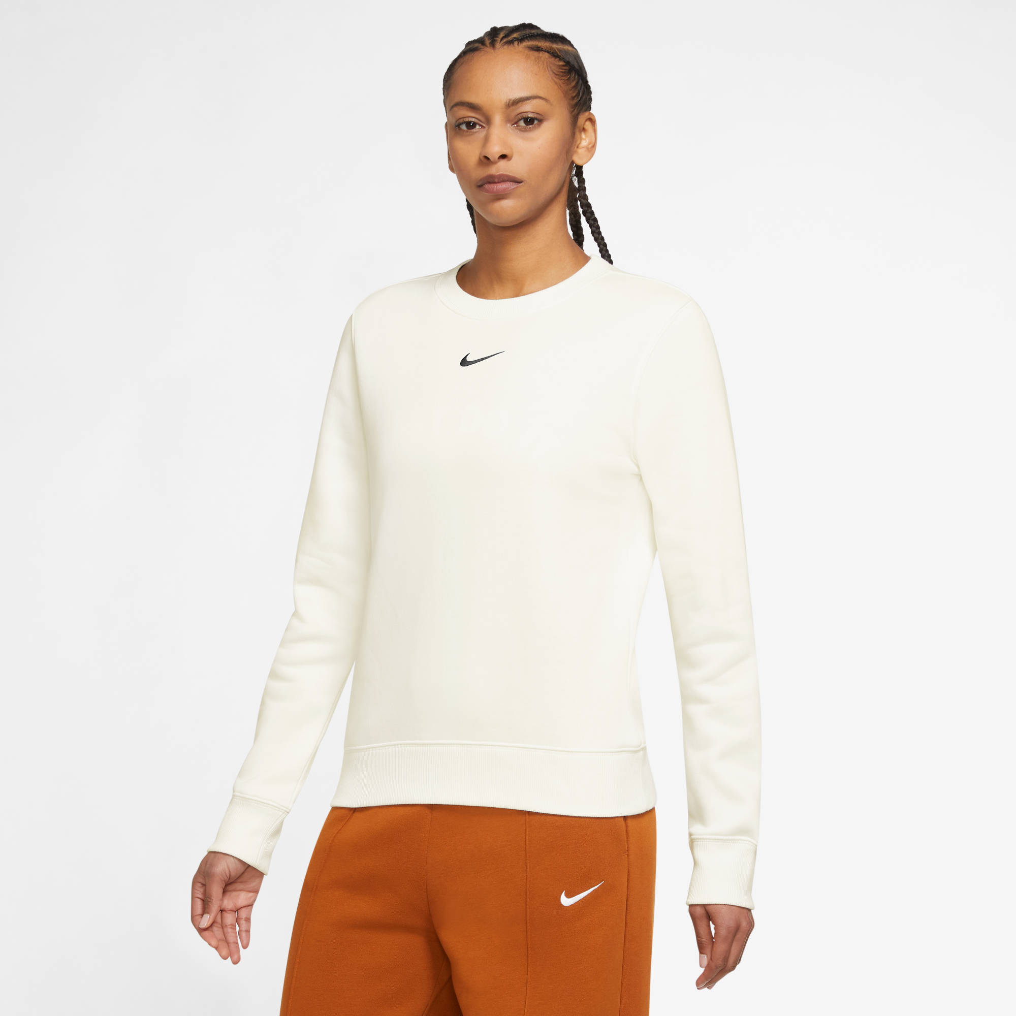 NIKE W NSW PHNX FLC STD CREW SAIL/BLACK