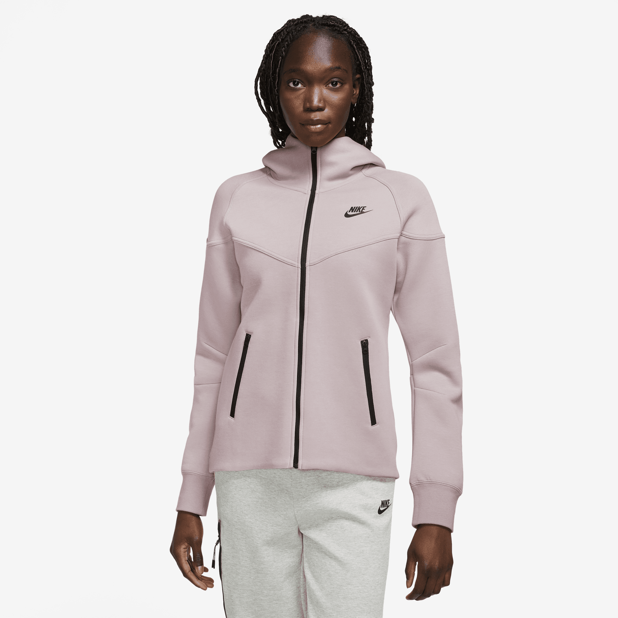 NIKE W NSW TCH FLC WR FZ HDY PLATINUM VIOLET/BLACK