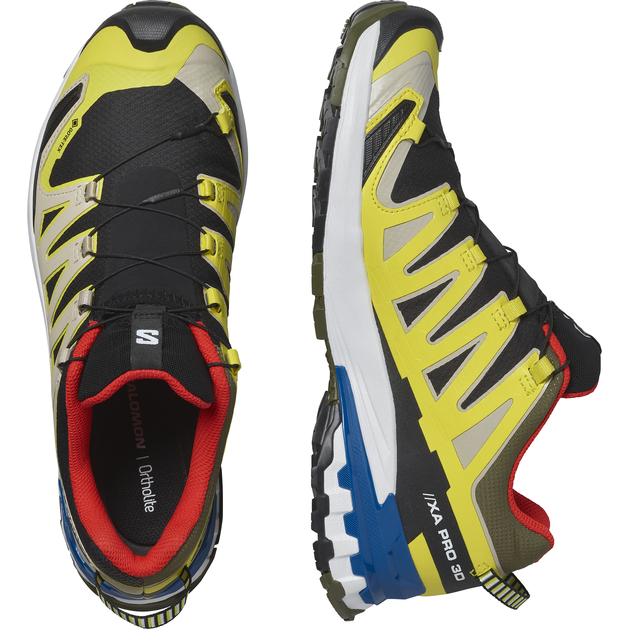 SALOMON SHOES XA PRO 3D V9 GTX Black/Butter BLACK/BUTTERCUP/LAPIS BLUE – Bild 8