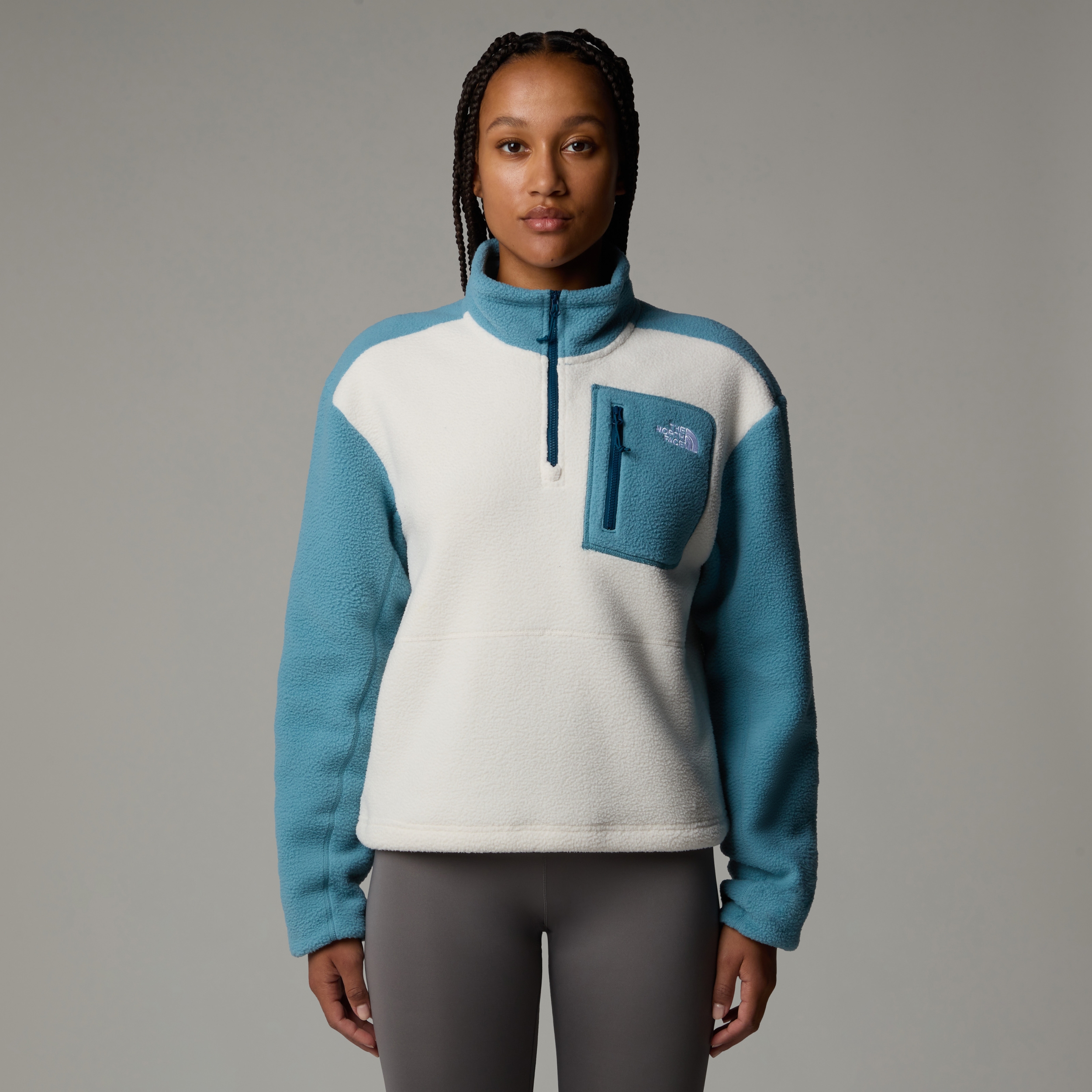 THE NORTH FACE W YUMIORI 1/4 ZIP ALGAE BLUE/WHITE DUNE/M