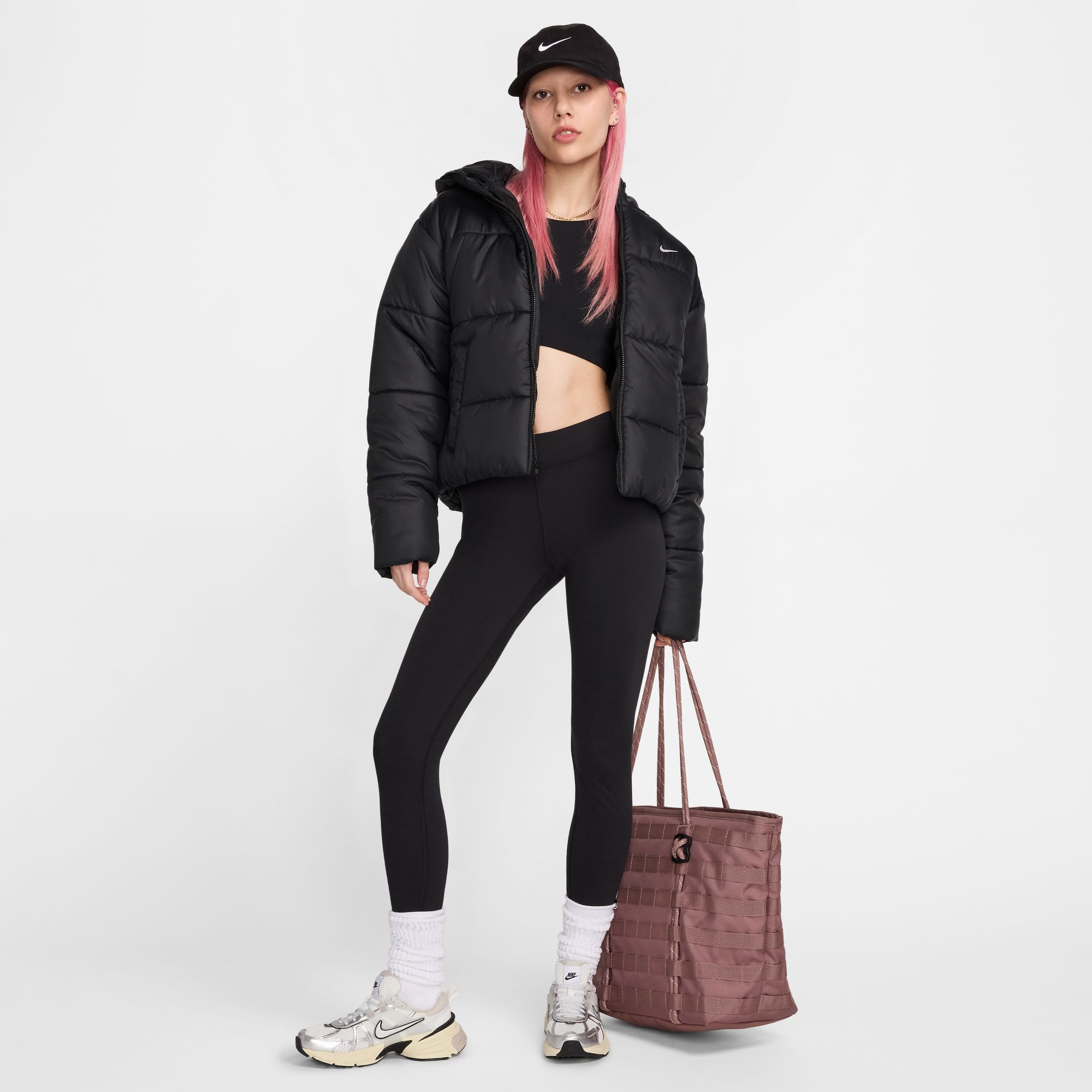NIKE W NSW TF SYNFL NK CLSC PFR BLACK/WHITE – Bild 9