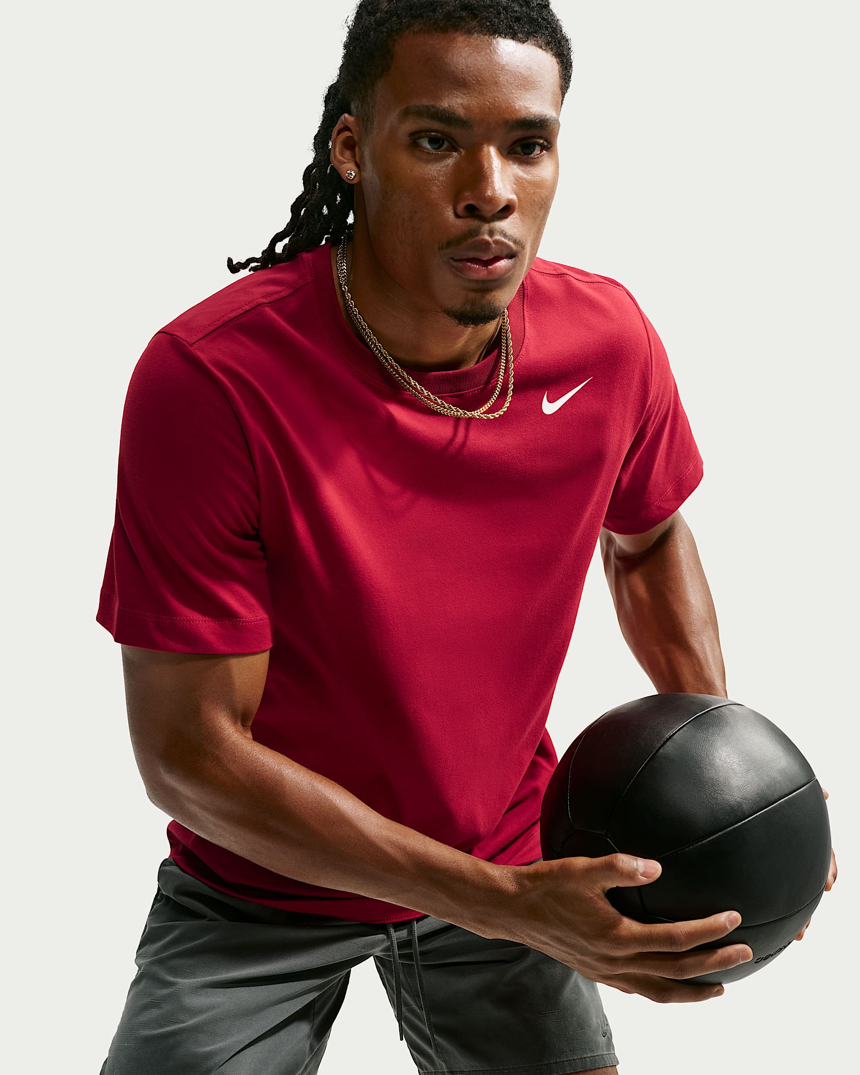 NIKE M NK DF TEE DFC CREW SOLID TOUGH RED/WHITE