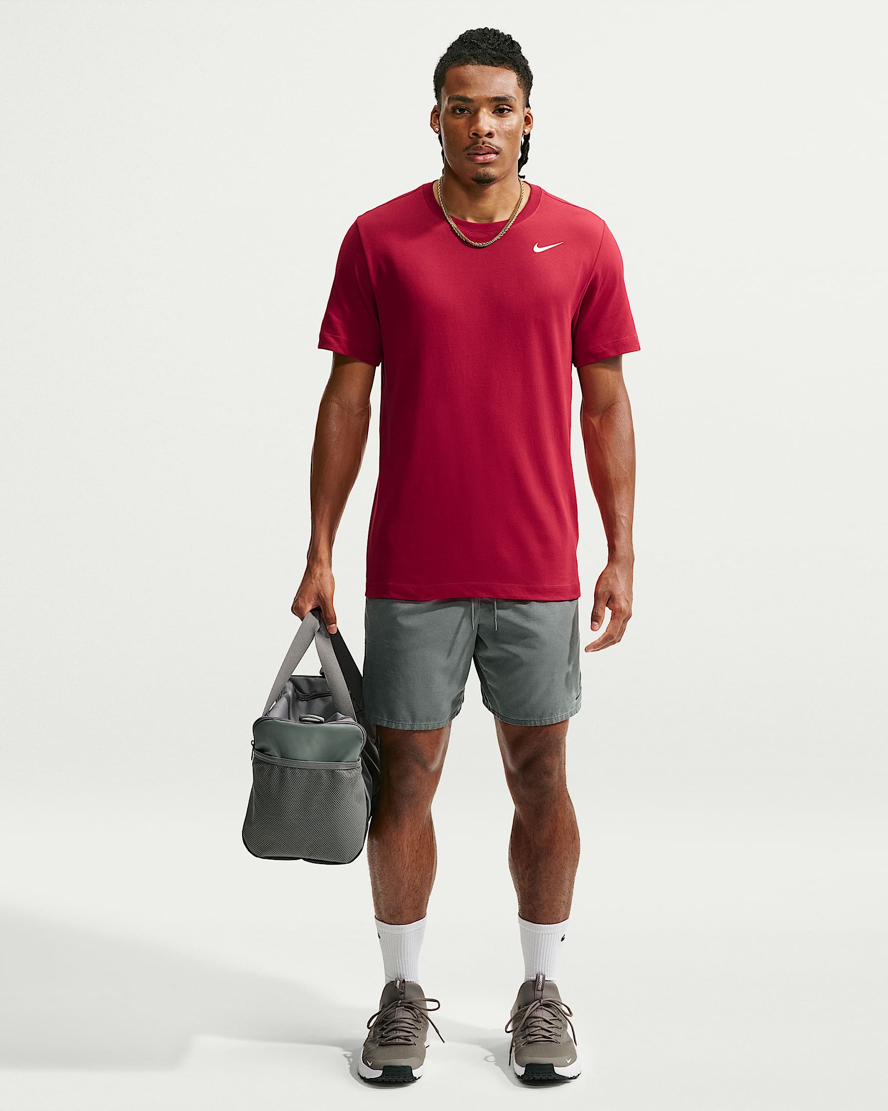 NIKE M NK DF TEE DFC CREW SOLID TOUGH RED/WHITE – Bild 4
