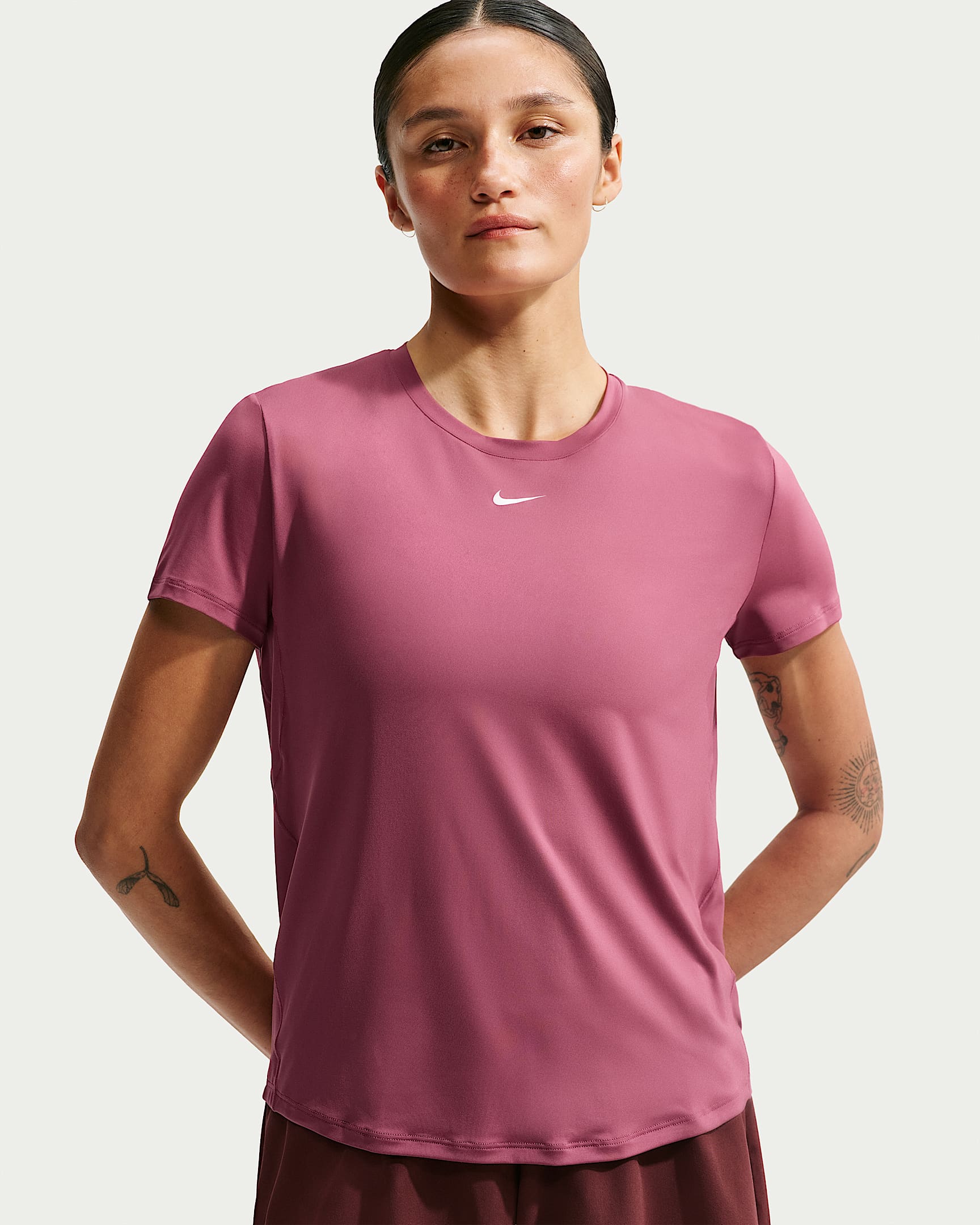 NIKE W NK ONE CLASSIC DF SS TOP PINK SMOKE/WHITE