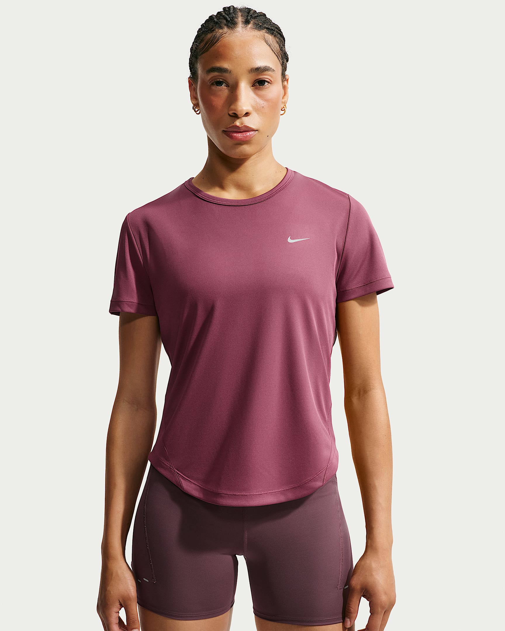 NIKE W NK TEMPO DF SS TOP PINK SMOKE/REFLECTIVE SILV